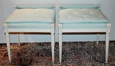 Lot 220 - Pair of Louis XVI Style Painted Stools Height...