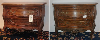 Lot 221 - Pair of Louis XV Style Mahogany Petit Commodes...