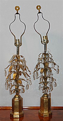 Lot 228 - Pair of Painted Metal and Glass Foliage-Form...