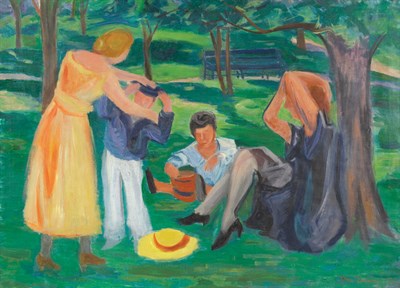 Lot 2319 - Ben Benn American, 1884-1983 Family Picnic,...