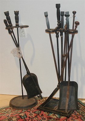 Lot 256 - Two Sets of Iron Fireplace Tools; Together...