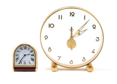 Lot 3563 - Two Art Deco Style Gilt-Metal Clocks Retailed...