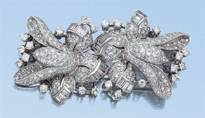 Lot 608 - Diamond Double Clip-Brooch