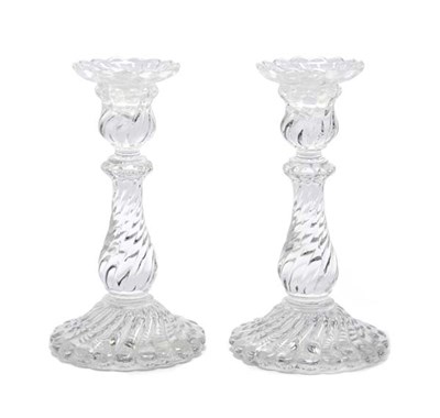 Lot 3477 - Pair of Baccarat Pressed Glass Candlesticks...
