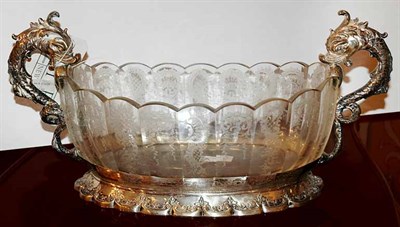 Lot 3134 - Continental Silver Mounted Glass Centerpiece...