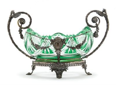 Lot 3137 - Silver Mounted Cased and Cut Glass Center Bowl...