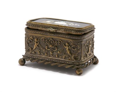 Lot 3567 - Pietra Dura Mounted Gilt-Metal Jewelry Box Of...