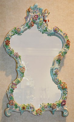 Lot 3609 - Dresden Style Porcelain Mirror Of cartouche...