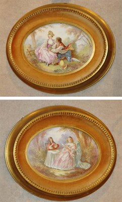 Lot 3620 - Pair of Framed Continental Painted Porcelain...