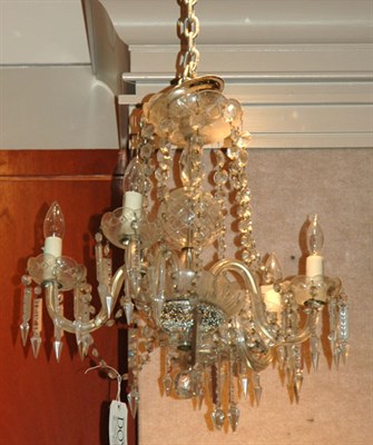 Lot 313 - Baccarat Style Cut Glass Five-Light Chandelier