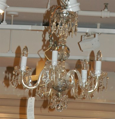 Lot 316 - Louis XV Style Cut Glass Five-Light Chandelier