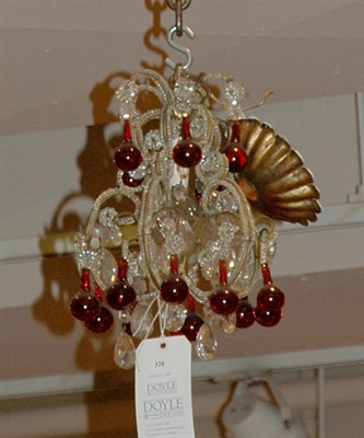 Lot 320 - Clear and Ruby Glass Cage-Form Hall Light;...