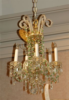 Lot 321 - Venetian Clear and Green Glass Five-Light...