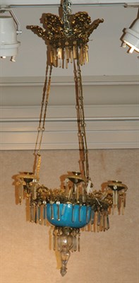 Lot 325 - Neoclassical Style Blue Glass Prism Six-Light...