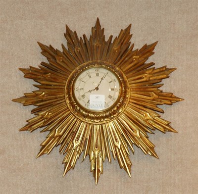 Lot 337 - Louis XVI Style Gilt-Wood Sunburst Clock...
