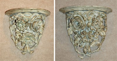 Lot 339 - Rococo Style Painted Wood Floral Decorated...