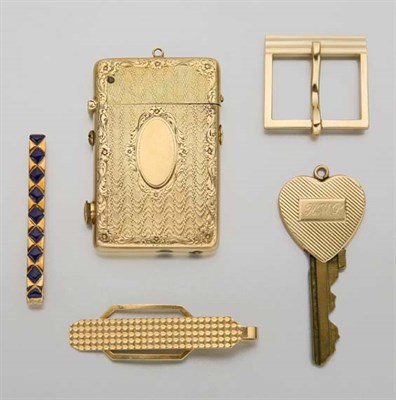 Lot 2663 - Group of Gentleman's Gold Jewelry and Pair of Sterling Silver Cufflinks
