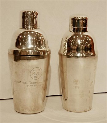 Lot 374 - Two Sterling Silver Cocktail Shakers Total...