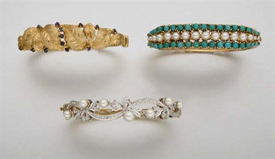 Lot 2746 - Five Gold and Gem-Set Bangles