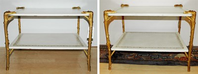 Lot 1454 - Pair of White Leather and Gilt-Metal Two-Tier...