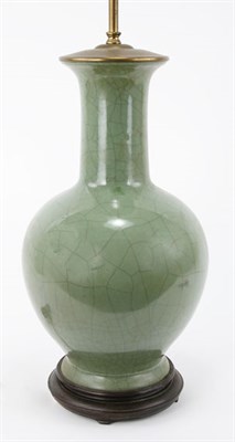 Lot 1455 - Chinese Celadon Vase Mounted as a Two-Light...