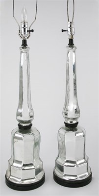 Lot 1547 - Pair of Mercury Glass Style Columnar Lamps...