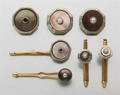 Lot 2481 - Group of Gray Mother-Of-Pearl and Split Pearl Buttons and Studs