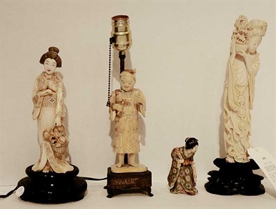 Lot 439 - Group of Four Asian Carved Ivory Figures Early...