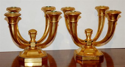 Lot 445 - Pair of Gilt-Bronze Four-Light Candelabra...