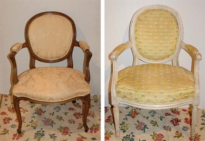 Lot 446 - Louis XVI Style Painted Fauteuil; Together...