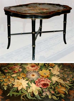 Lot 479 - Victorian Style Tole Tray on Later Stand...
