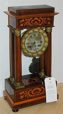 Lot 494 - Empire Style Marquetry Inlaid Portico Clock...