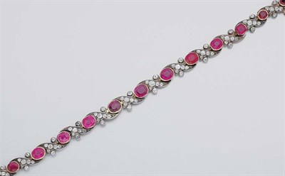 Lot 339 - Pink Sapphire and Diamond Bracelet