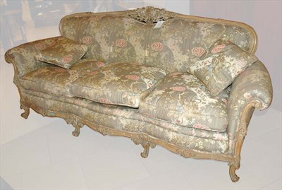 Lot 543 - Rococo Style Bleached Wood Three-Seat Sofa...