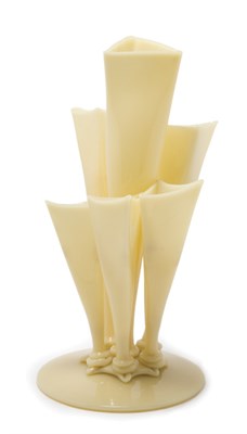 Lot 3248 - Carder Steuben Ivory Glass Prong Vase Of...