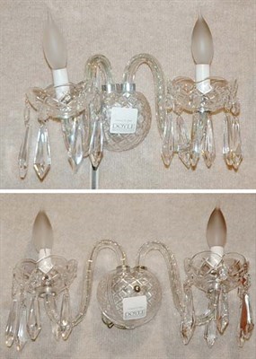 Lot 336A - Pair of George III Style Cut Glass Two-Light...
