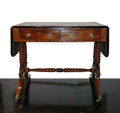 Lot 262 - Continental Ebonized and Banded Fruitwood Sofa...