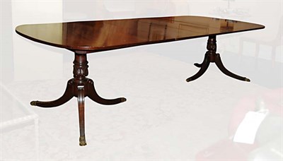 Lot 1543 - Regency Style Banded Mahogany Double Pedestal...