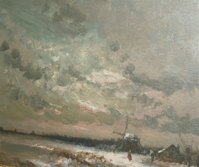 Lot 8 - Constant Artz Dutch, 1870-1951 Snowy Landscape...