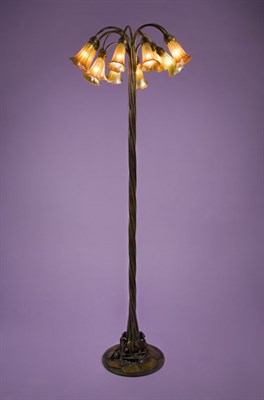 Lot 3288 - Tiffany Style Bronze and Gold Ribbed Glass...