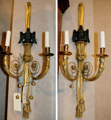 Lot 628 - Pair of Federal Style Gilt-Wood Two-Light...