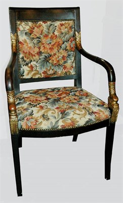 Lot 223 - Empire Style Parcel Gilt and Black Painted...