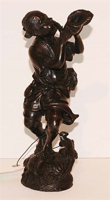 Lot 1299 - Asian Patinated Metal Bugler Height 11 1/4...