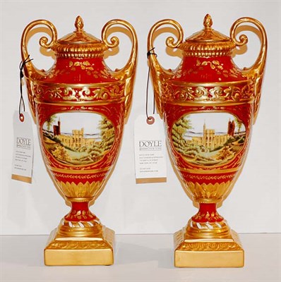 Lot 1563 - Pair of Vienna Style Gilt-Decorated Rust...