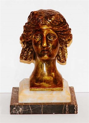 Lot 1501 - Bronze Bust of Classical Woman on Stepped...