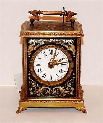 Lot 1317 - Brass and Patinated-Metal Carriage Clock...