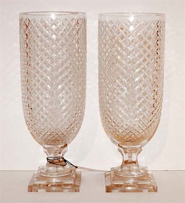 Lot 1435 - Pair of Anglo Irish Style Diamond Cut Glass...