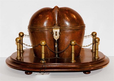 Lot 1587 - Victorian Double Coconut Tea Caddy on Stand...