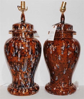 Lot 1184 - Pair of Asian Style Ceramic Jar-Form Lamps...