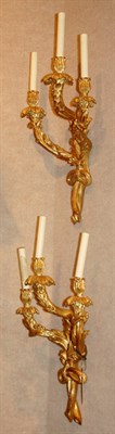 Lot 1518 - Pair of Rococo Style Gilt-Wood Three-Light...